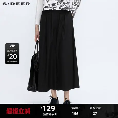 【sdeer奥莱】圣迪奥秋时尚松紧拼接暗褶拼接阔腿长裤S21180813图片