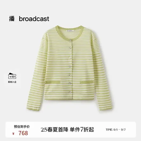 播商场同款轻薄条纹针织开衫女25夏季新款宽松空调衫BDS2UD2356商品大图