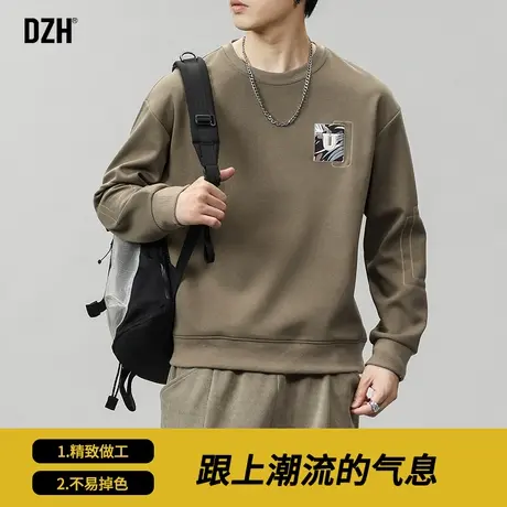 男士圆领卫衣男秋季上衣2023新款秋装上衣春秋款情侣套头刺绣衣服商品大图