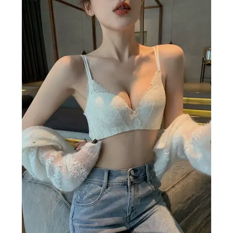 小胸聚拢内衣女蕾丝纯欲无钢圈胸罩调整型收副乳云朵文胸春夏新款图片