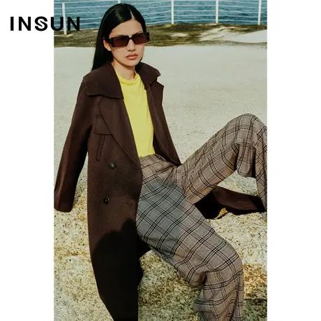 恩裳商场同款秋季时尚复古格纹舒适轻薄百搭休闲直筒裤女商品大图