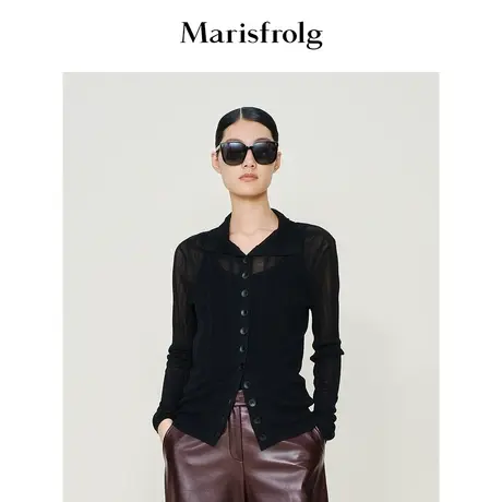 【气质小高领】玛丝菲尔秋季新款早秋黑色打底毛针织衫女商品大图