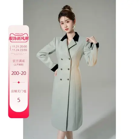 韩语琳毛呢外套女2023新款爆款中长款高级感气质秋冬加厚呢子大衣商品大图