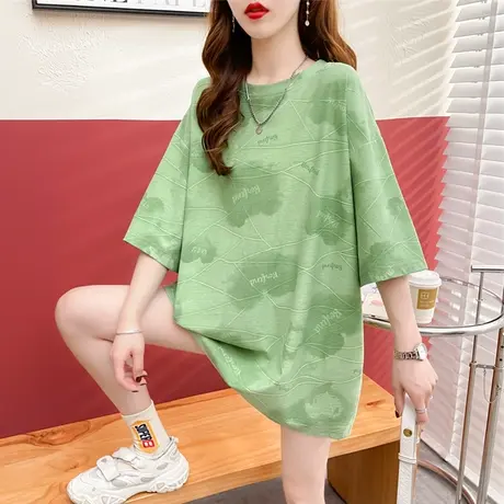 设计感小众短袖t恤女夏季韩版宽松大码女装中长款半袖学生上衣服商品大图