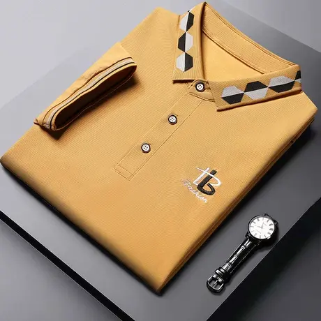 男士短袖T恤夏季港风潮牌ins商务休闲polo衫商务休闲刺绣体恤男装图片