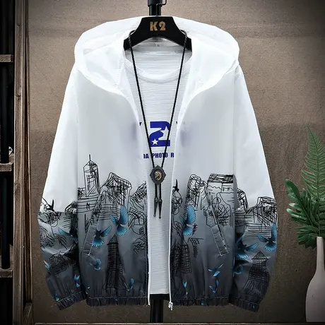 2023夏季新款男士冰丝防晒衣薄款透气夹克衫户外防晒服潮流外套商品大图