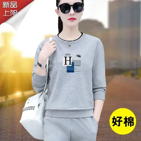 恋上17号早秋灰色卫衣女春秋款2022秋季新款短款上衣圆领漂亮时尚图片