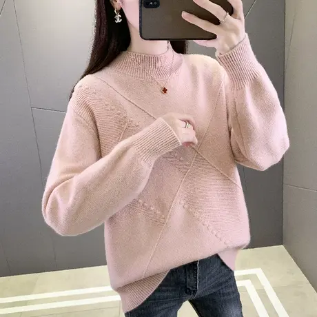 冬季新品半高领毛衣女款2023新款秋冬爆款保暖内搭针织打底衫上衣商品大图