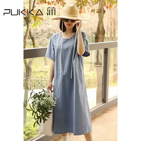 蒲PUKKA气质连衣裙女2023夏季新款宽松原创设计感绣花休闲裙子图片