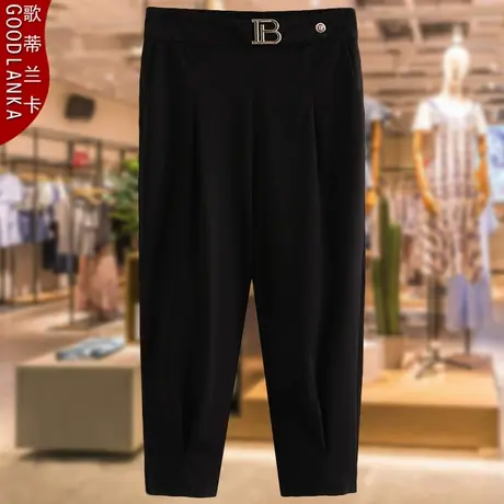 40-50岁中年胖妈妈裤子夏季薄款大码宽松时尚弹力小脚裤七分裤女图片