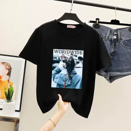 白色t恤女短袖2024新款夏装宽松韩版百搭ins学生超火cec上衣潮丅图片