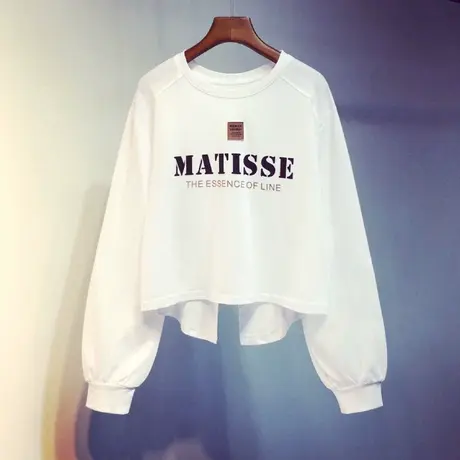 waitmore卫衣女春秋薄款2020新款韩版ins潮学生宽松短款无帽外套商品大图