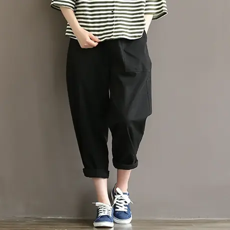 【买一送一】200斤新款宽松显瘦哈伦裤春肥大码纯棉休闲长裤女商品大图