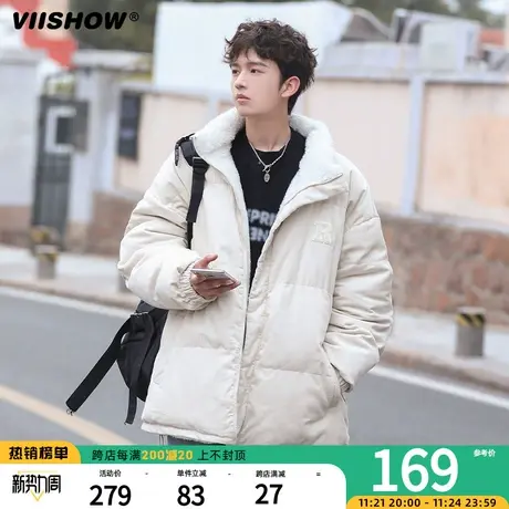 VIISHOW棉服男潮牌外套冬季立领两面穿加绒加厚宽松休闲立领ins潮商品大图