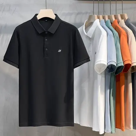 简约刺绣polo衫男夏季薄款商务高端t恤男潮牌宽松潮流男装上衣服商品大图