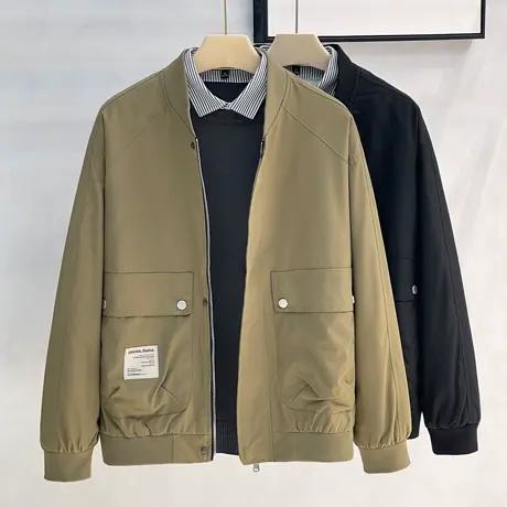 秋季新款美式复古飞行立领夹克男休闲通勤棒球服外套男春秋夹克衫图片