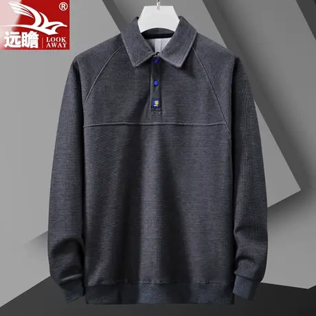 宽松长袖POLO衫男士2023春秋季新款翻领上衣潮流百搭卫衣男装T恤商品大图