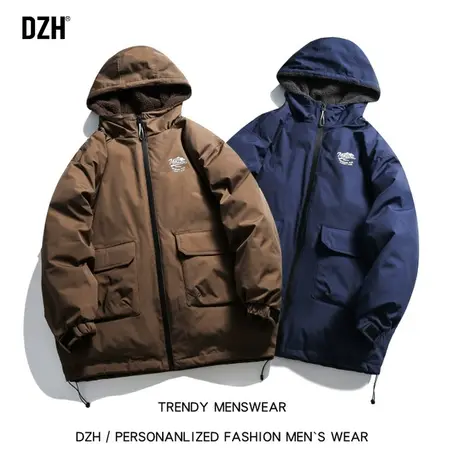 男士冲锋衣棉服男冬季加厚冬装外套连帽潮牌棉衣2023新款工装棉袄商品大图