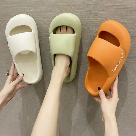 拖鞋女夏季ins潮时尚个性踩屎感厚底防滑室内外穿家用包头凉拖鞋图片