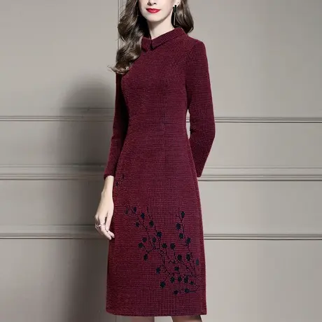 【1件7.9折】秋装新品时尚百搭打底A字裙气质优雅修身显瘦连衣裙商品大图