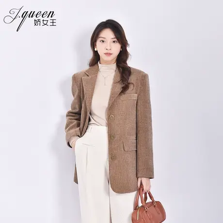 灯芯绒西装外套女春秋新款时尚复古宽松廓型加绒保暖休闲西服上衣商品大图