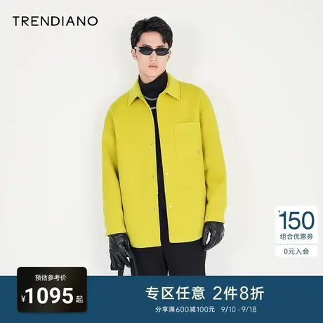 TRENDIANO官方男装秋冬季新款羊毛短款毛呢大衣外套男士潮牌商品大图
