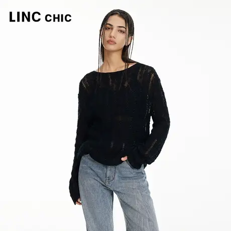 LINCCHIC金羽杰2024年春季新品编织感微透针织衫女S241SW320Y商品大图