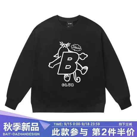 2023秋冬季新款美式趣味卡通猫印花卫衣圆领上衣潮流时尚情侣装商品大图