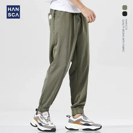 汉斯卡2021夏季新款束脚休闲裤男薄款透气潮流宽松时尚哈伦裤卫裤商品大图