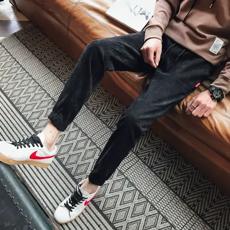 裤子男春季束脚男士休闲裤韩版潮流长裤宽松学生哈伦裤百搭运动裤商品大图