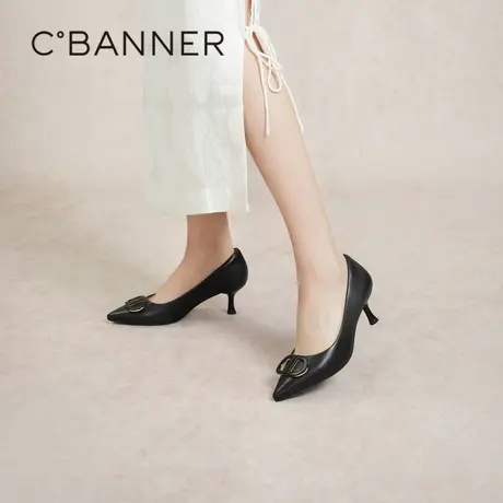 【静音系列】千百度细高跟鞋2024春季新款通勤浅口法式单鞋女尖头图片