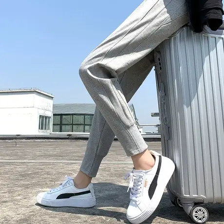 运动裤女春秋小个子灰色宽松2023新款爆款休闲裤薄款显瘦束脚卫裤图片