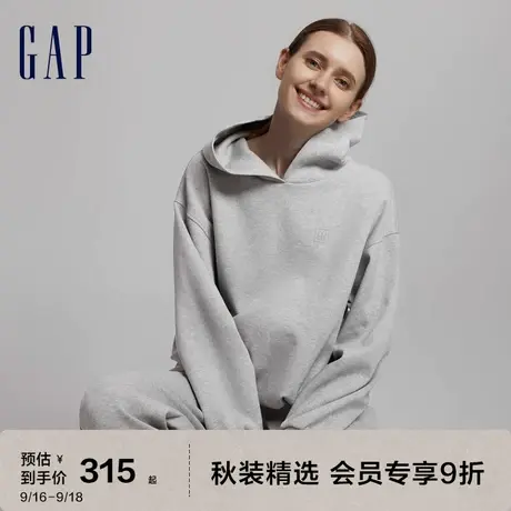 Gap女装秋季2023新款空气三明治LOGO短款连帽衫810612卫衣图片