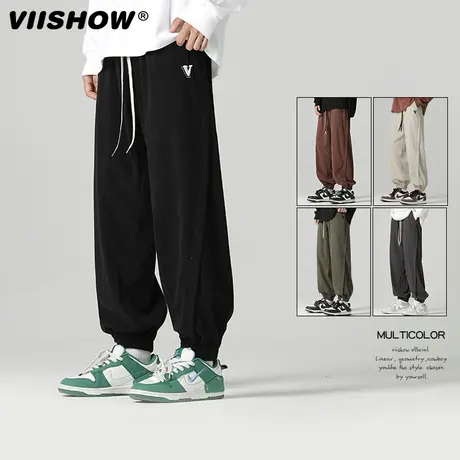 VIISHOW裤子男士春秋新款美式潮流男生休闲裤宽松束脚运动长裤商品大图