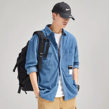 Modi Nick/摩帝尼克男士灯芯绒面料复古潮流衬衫水洗工艺休闲外套图片