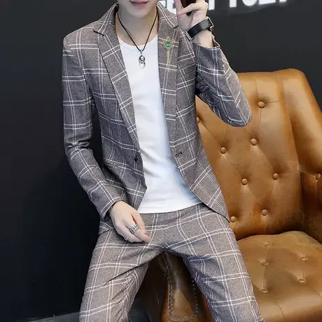 西装男套装西服一身春秋新款韩版潮流休闲修身帅气三件套结婚婚礼图片