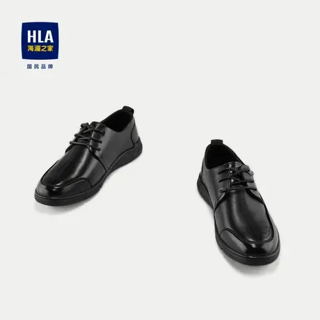 HLA/海澜之家商务休闲皮鞋23新真皮鞋垫系带橡胶底平跟低帮鞋子男商品大图