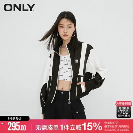ONLY2023秋季新款时尚撞色宽松蝙蝠袖立领短款外套女|123236031图片