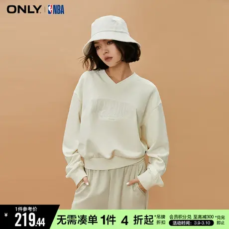 ONLY冬季NBA联名款时尚宽松V领短款长袖卫衣女|12349S020商品大图