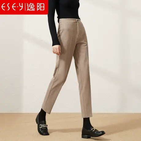 逸阳2023秋冬新款毛呢西装裤女宽松九分加厚显瘦直筒烟管哈伦裤子图片