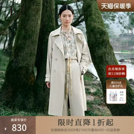 JZ玖姿户外通勤风衣女装2023春季新款休闲长款外套商品大图