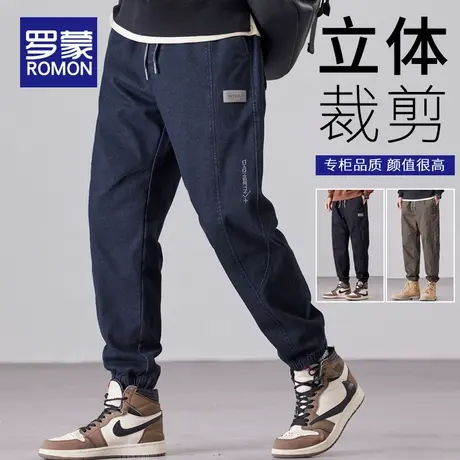罗蒙休闲裤男士秋季潮牌宽松直筒美式阔腿裤工装春秋百搭九分长裤商品大图