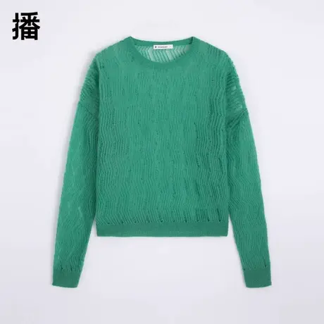 播毛衣女2023冬季新款简约修身圆领休闲百搭针织毛衫BDP9SD9846商品大图