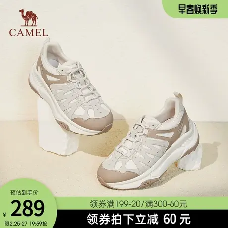 骆驼女鞋2024春季新款潮流厚底老爹鞋女百搭时尚复古运动休闲鞋商品大图