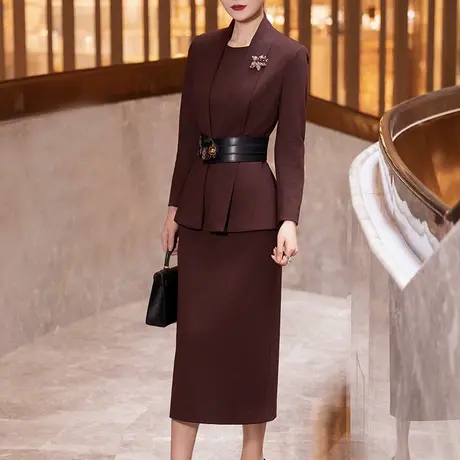 喜婆婆婚宴装套装2025春季新款气质端庄天丝针织背心裙显瘦两件套图片