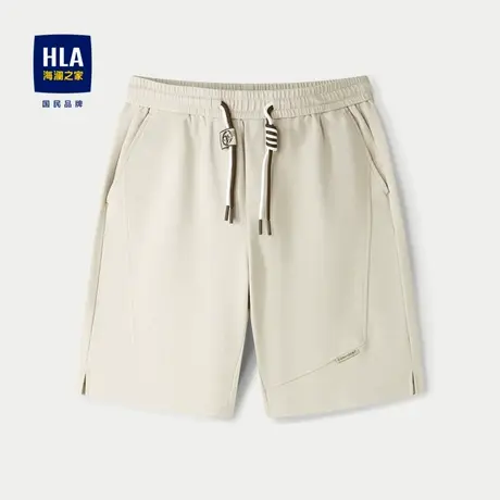 HLA/海澜之家抽绳系带宽松休闲中裤春夏运动风时尚字母点缀裤子男商品大图