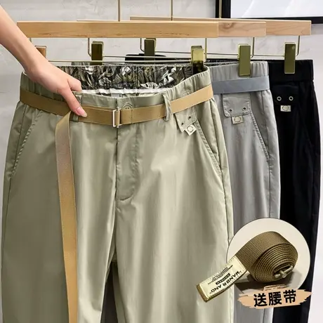 休闲西裤男直筒宽松商务长裤子男韩版潮流九分裤男士休闲裤春秋款商品大图