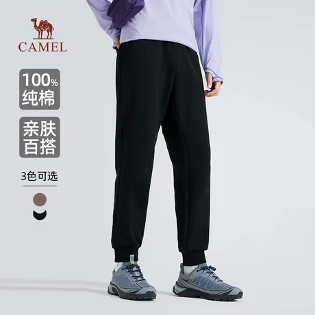 骆驼男装纯棉休闲裤子男士2025新款秋冬季牛奶丝亲肤束脚运动卫裤商品大图