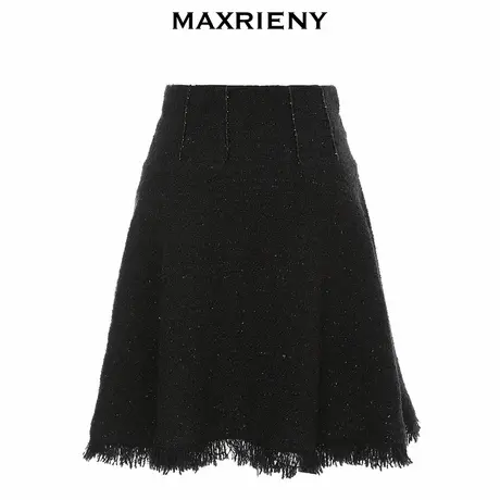 【奥莱】MAXRIENY圈圈绒呢伞裙女冬季复古减龄半身裙洋气流苏短裙图片