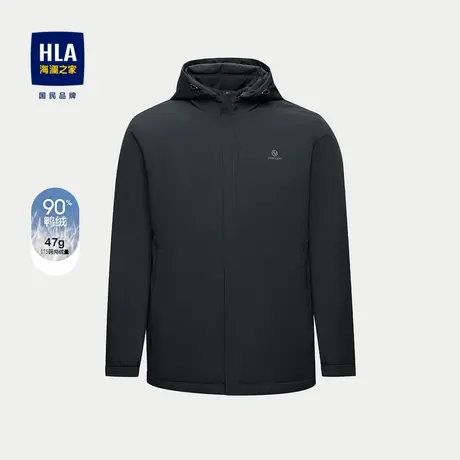 HLA/海澜之家保暖鸭绒羽绒服24秋新款可拆卸帽字印花工装外套男商品大图